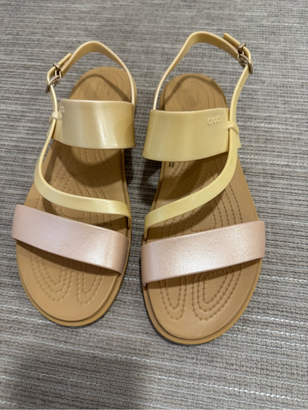 Crocs Tulum Womens W10 Sandal Pink Clay Shimmer Strappy comfort Slingback Buckle